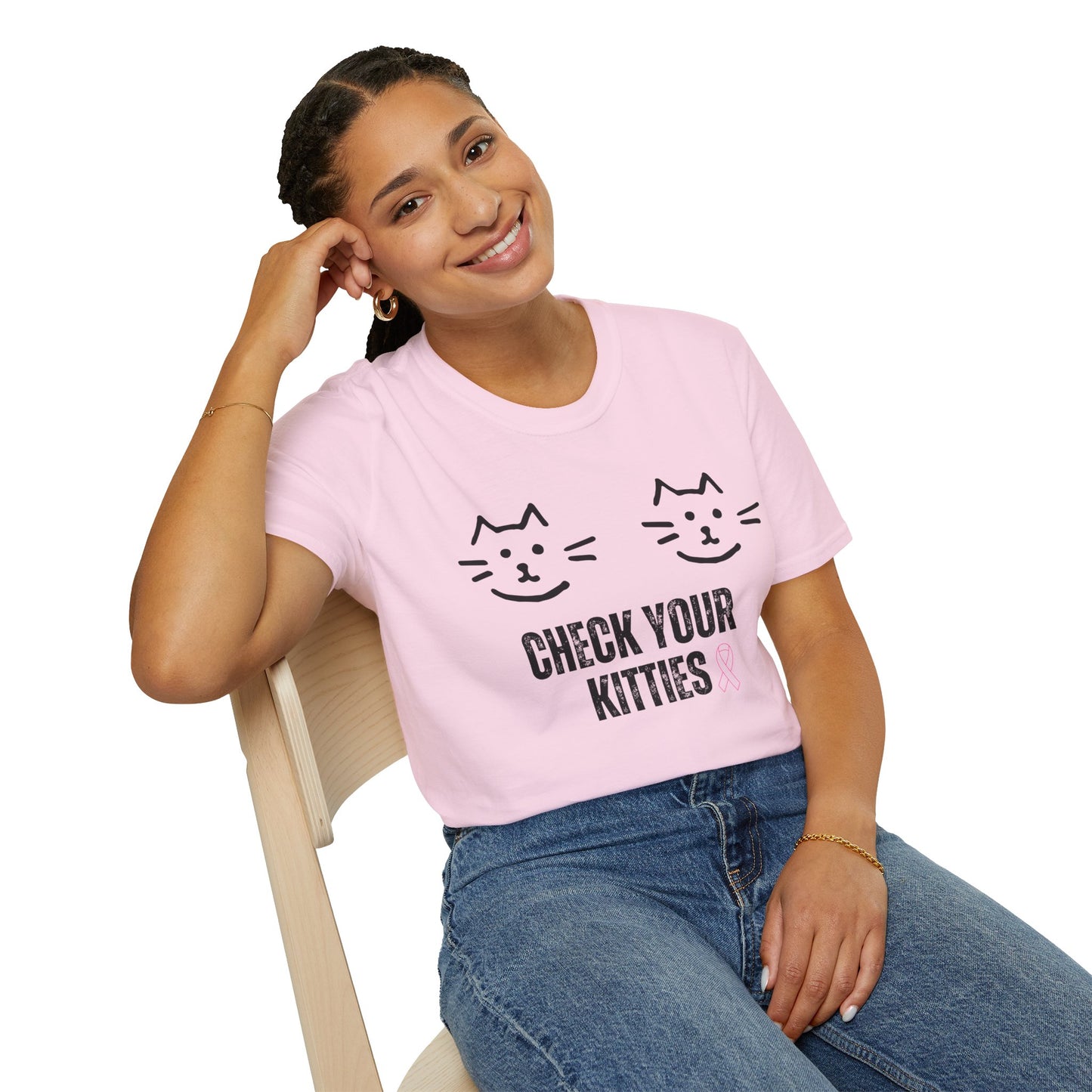 Check Your Kitties Breast Cancer Awareness T-Shirt.