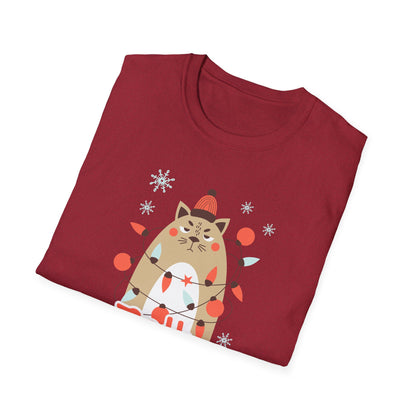 Jolly & Twisted Christmas Cat T-Shirt – Funny Holiday Cat Lover Graphic Tee