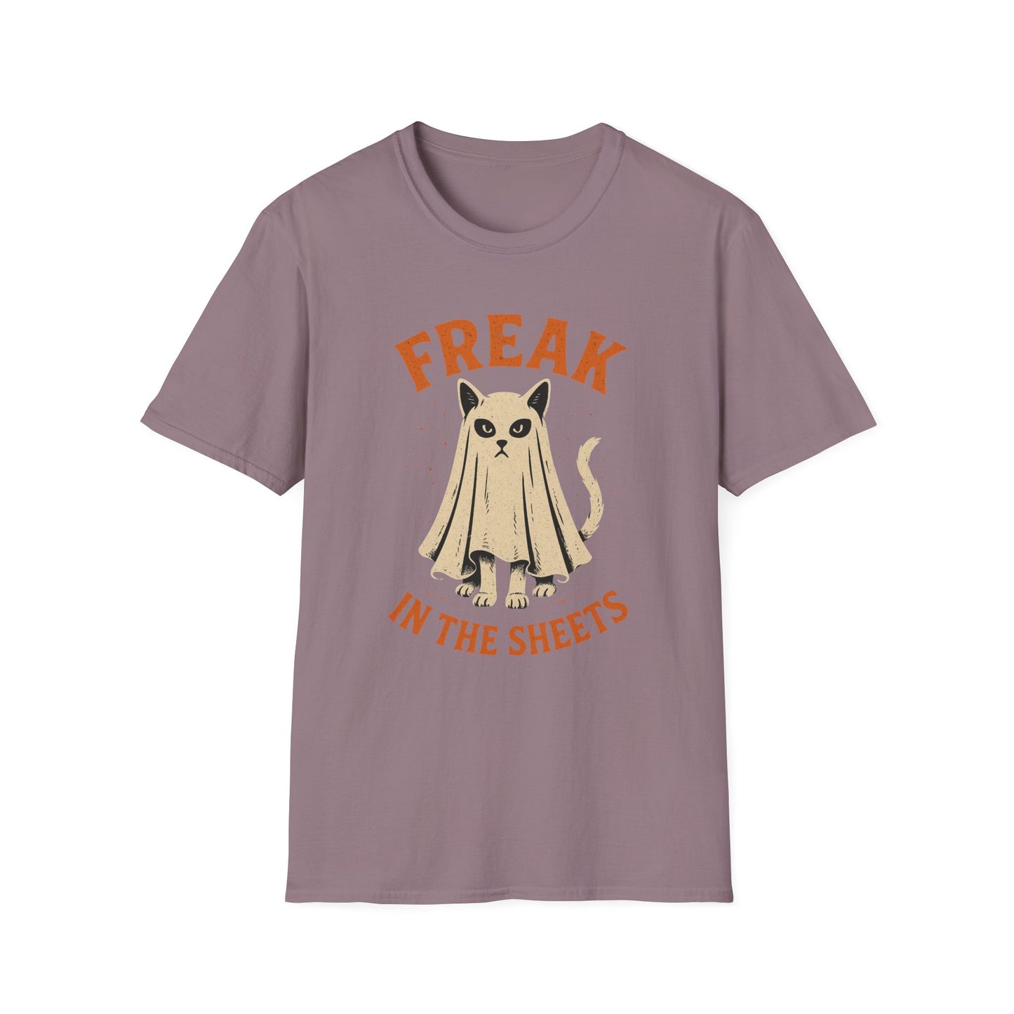 Freak in the Sheets Cat Halloween T-Shirt – Funny Ghost Cat Graphic Tee