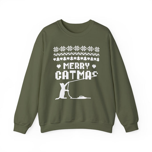 Merry Catmas Holiday Naughty Cat Crewneck Sweatshirt