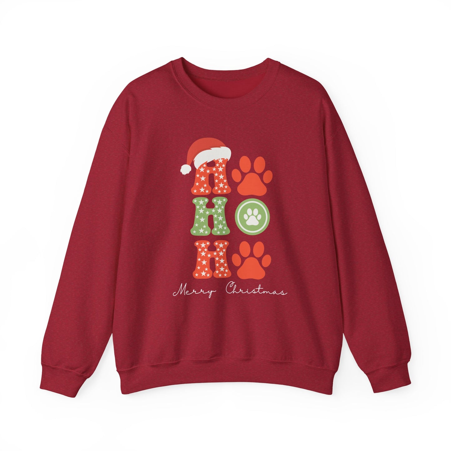 HO HO Paws Christmas Crewneck Sweatshirt | Retro Holiday Pet Lover Sweatshirt
