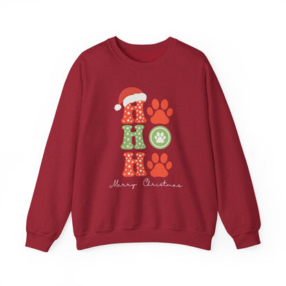 HO HO Paws Christmas Crewneck Sweatshirt | Retro Holiday Pet Lover Sweatshirt