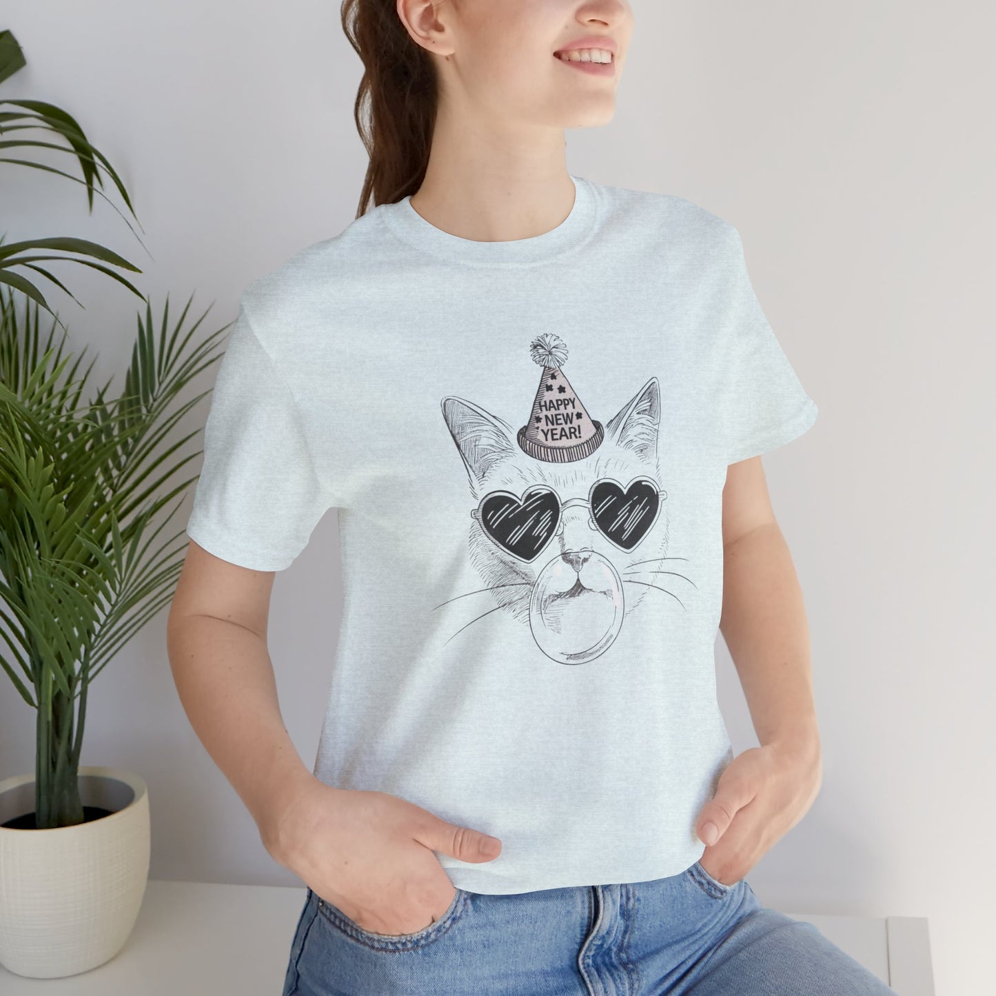 2025 HAPPY NEW YEAR CAT BUBBLEGUM TEE