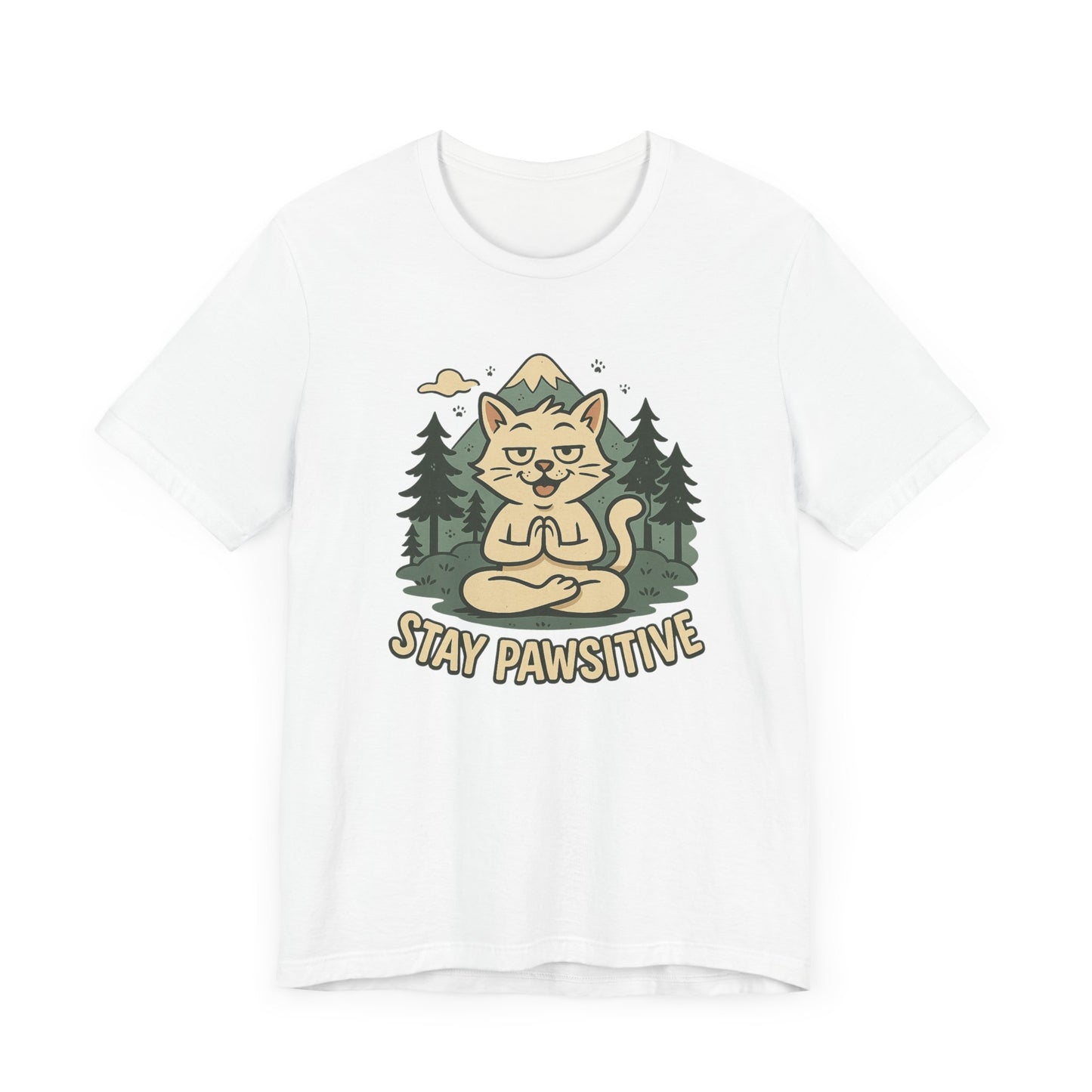 Stay Pawsitive Cat Yoga Meditation T-Shirt