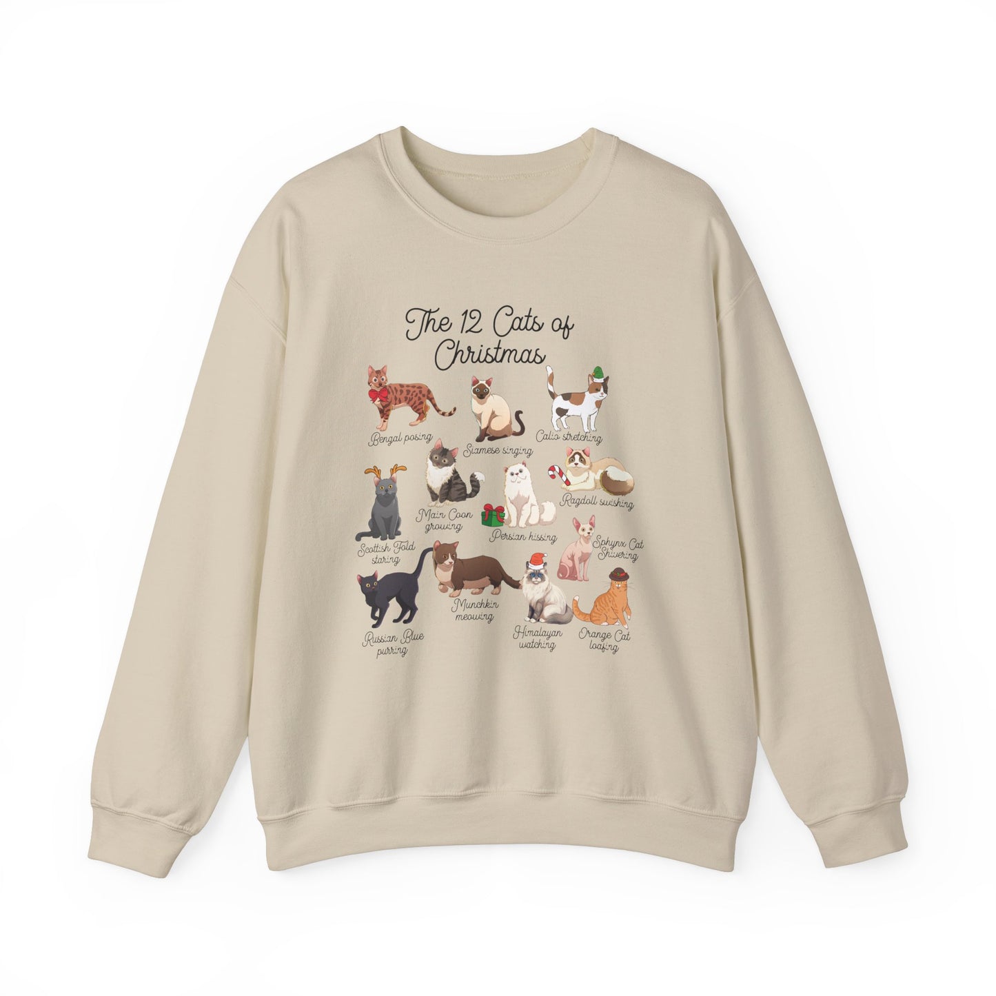 12 Cats of Christmas Holiday Crewneck Sweatshirt