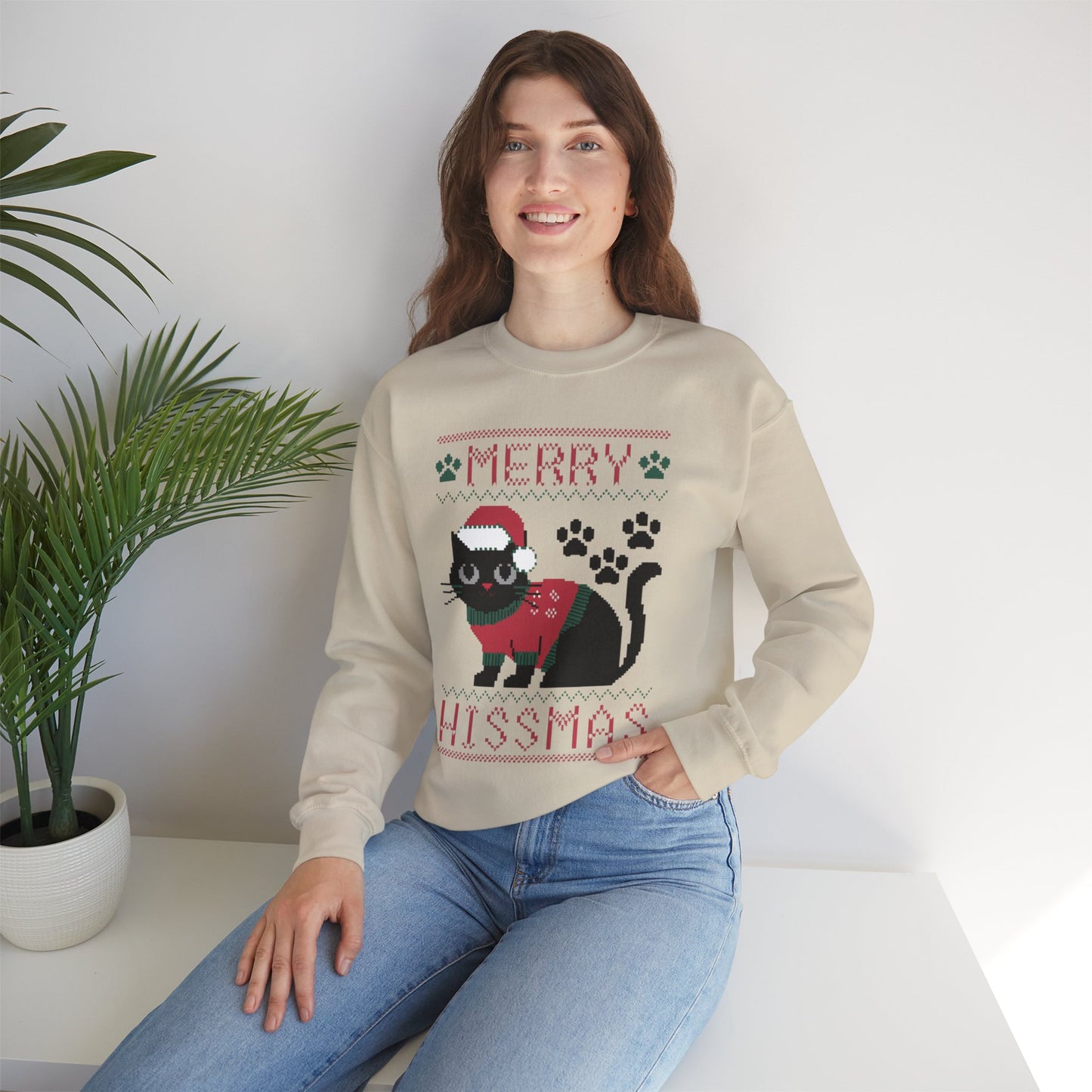 Merry Hissmas Cat Crewneck Sweatshirt