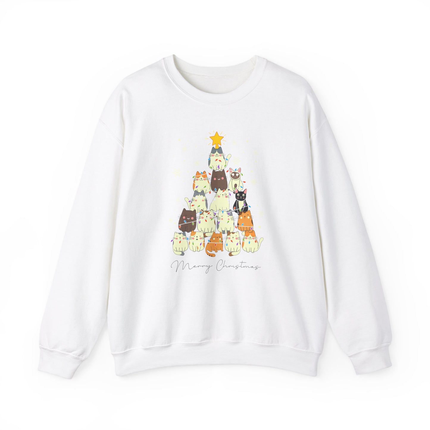 Cat Christmas Tree Holiday Crewneck Sweatshirt