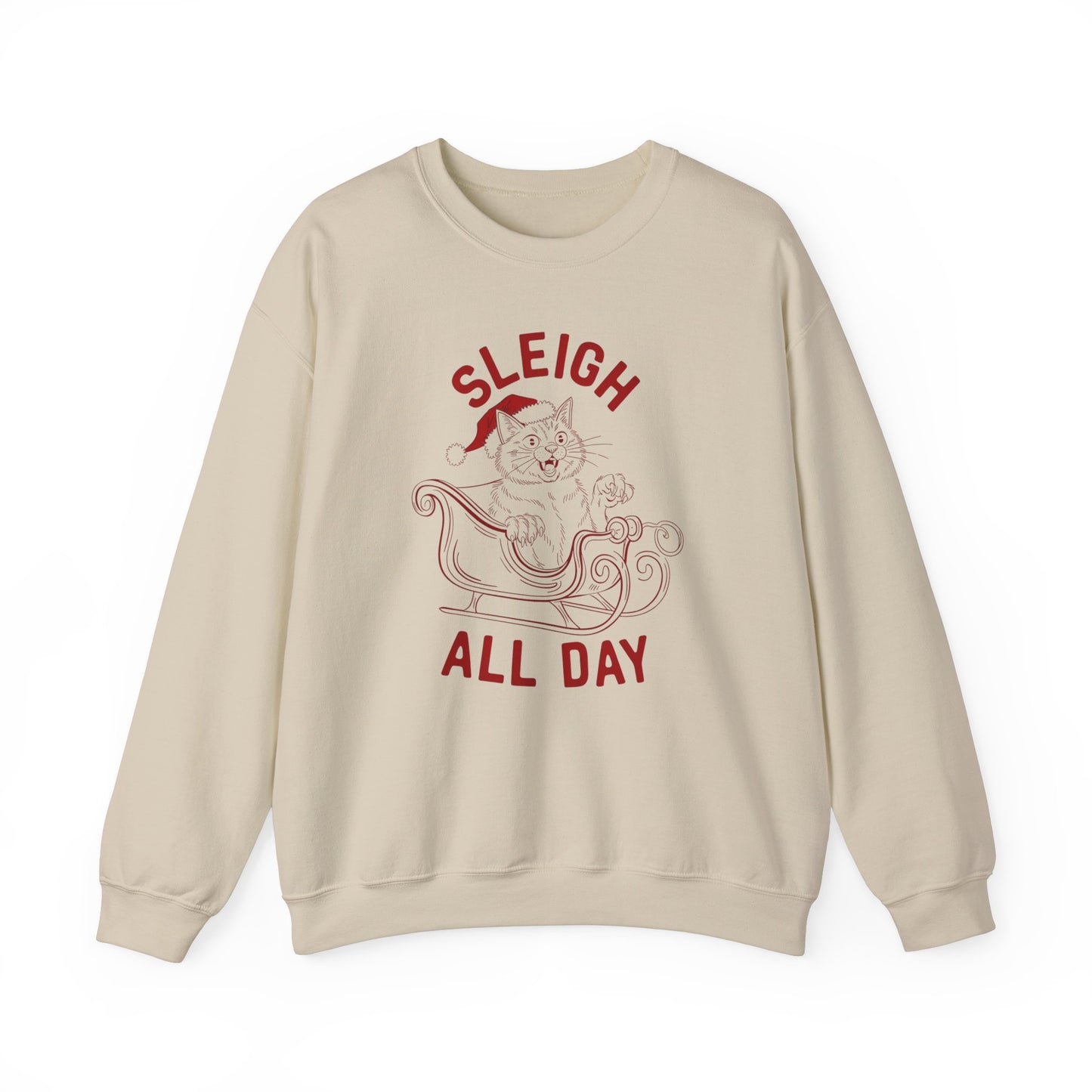 Sleigh All Day Cat Feral Cat Crewneck Sweatshirt