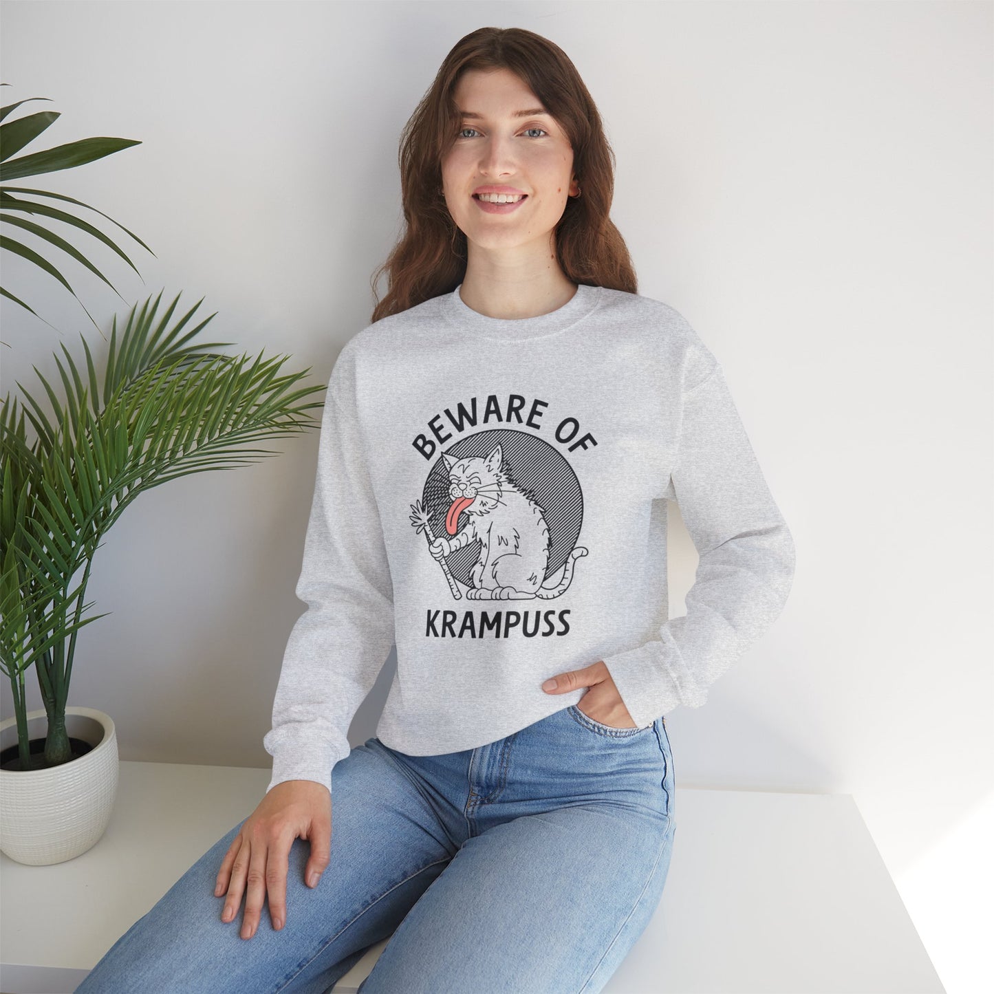 Beware of Krampuss Cat Crewneck Sweatshirt