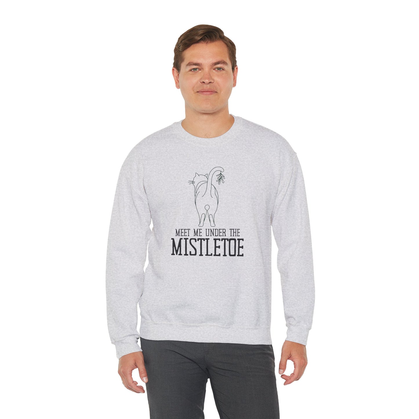 Under the Mistletoe Cat Humor Crewneck Sweatshirt