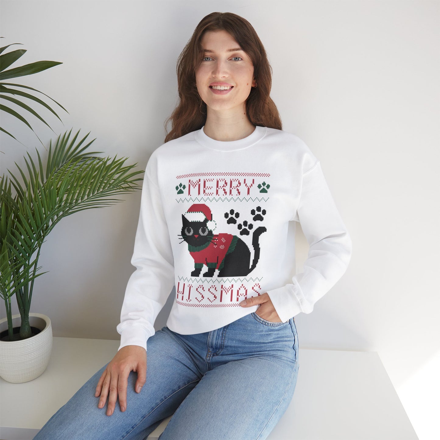 Merry Hissmas Cat Crewneck Sweatshirt