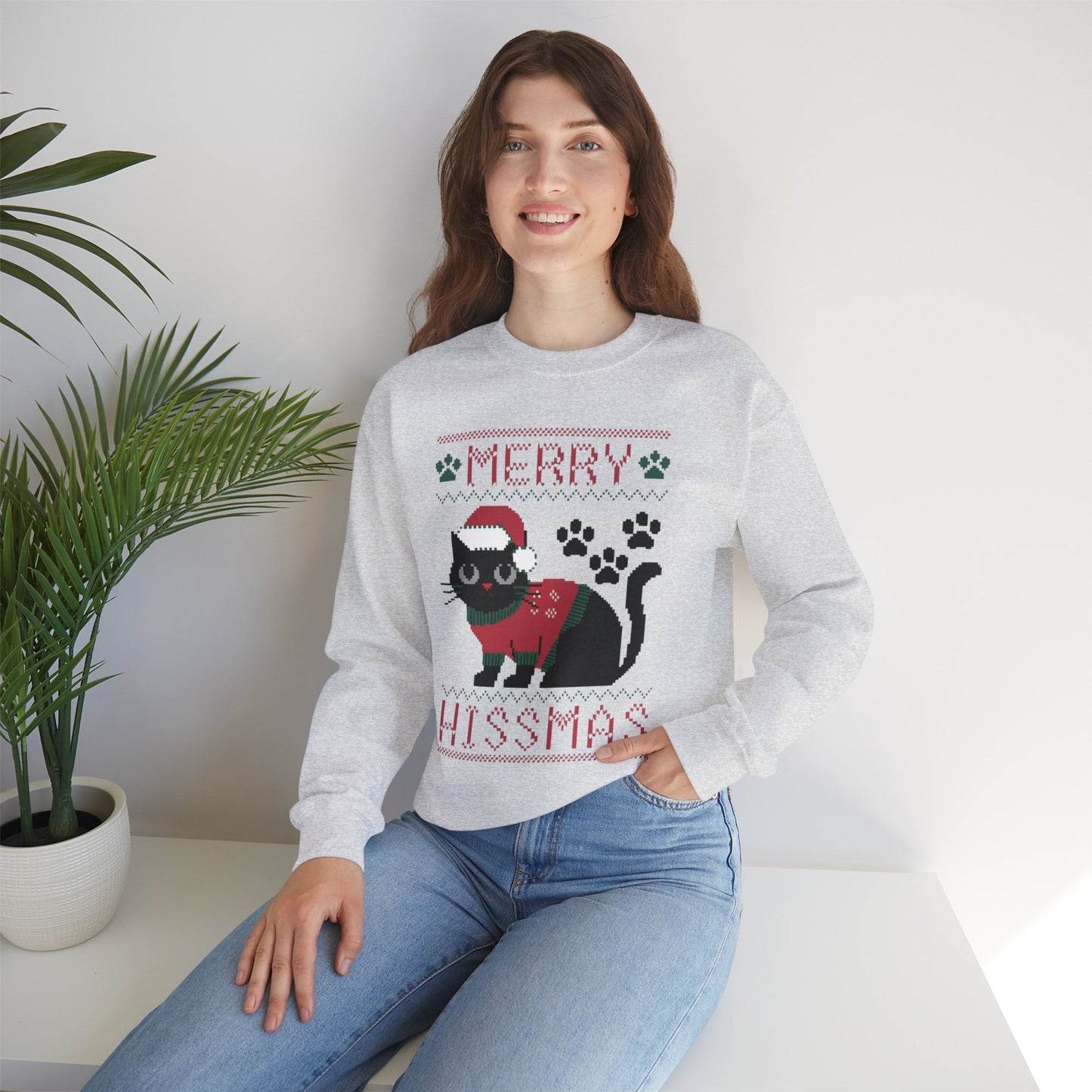 Merry Hissmas Cat Crewneck Sweatshirt