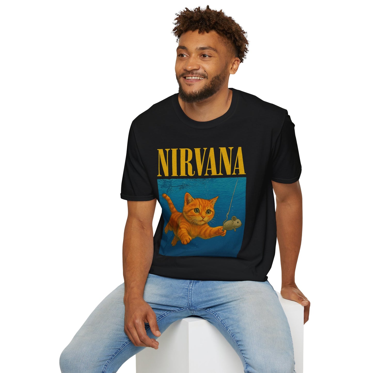 Nirvana Cat Parody T-Shirt – Funny Graphic Band Tee for Cat Lovers