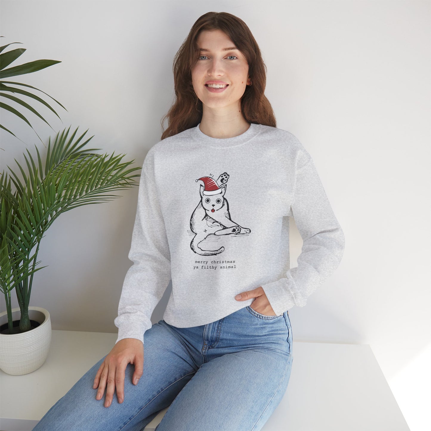 Merry Christmas Ya Filthy Animal Funny Crewneck Sweatshirt