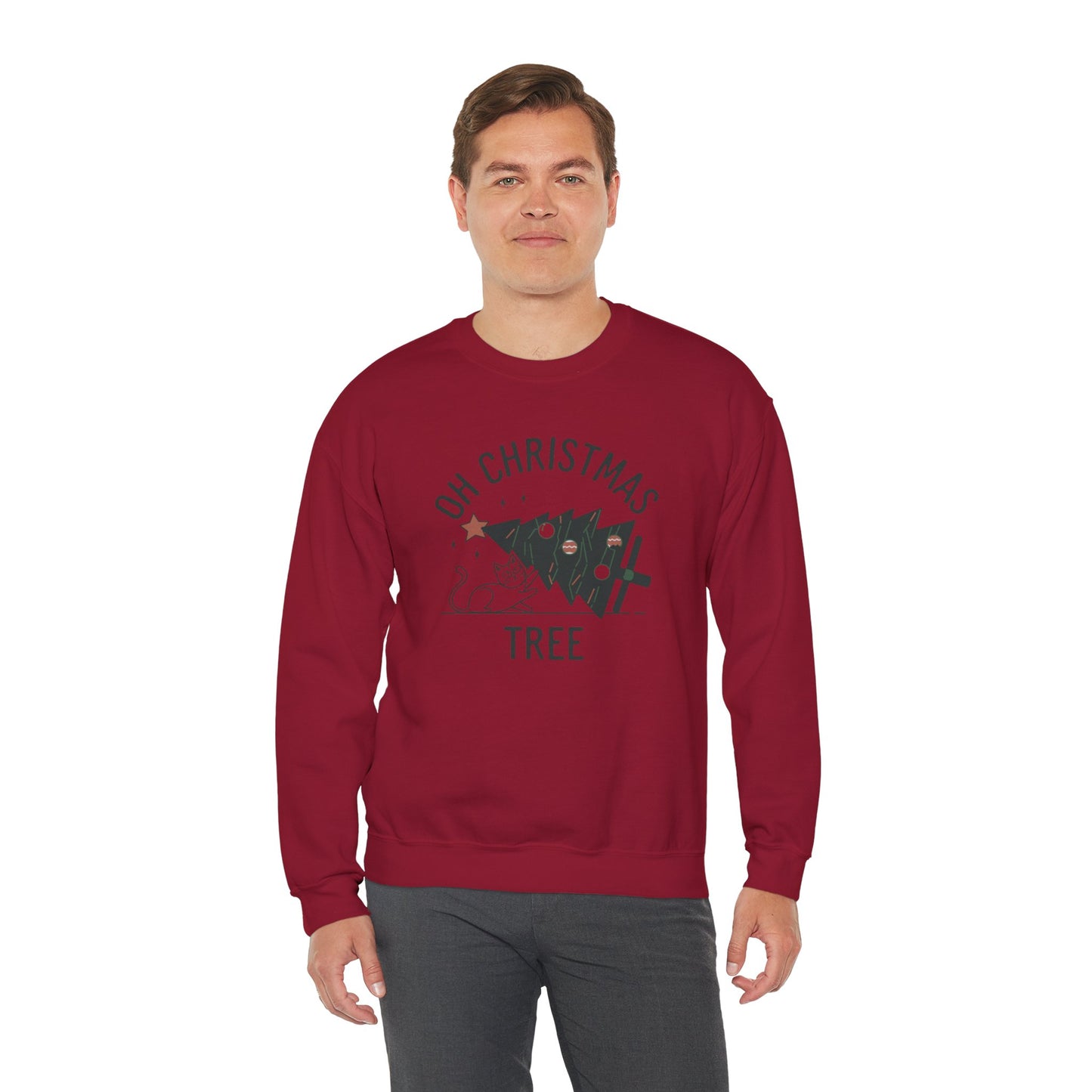 Oh Christmas Tree Cat Humor Crewneck Sweatshirt