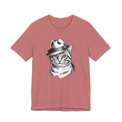 Cool Cat in Fedora Graphic T-Shirt – Funny Cat Lover Tee | Unisex Soft Cotton Tee