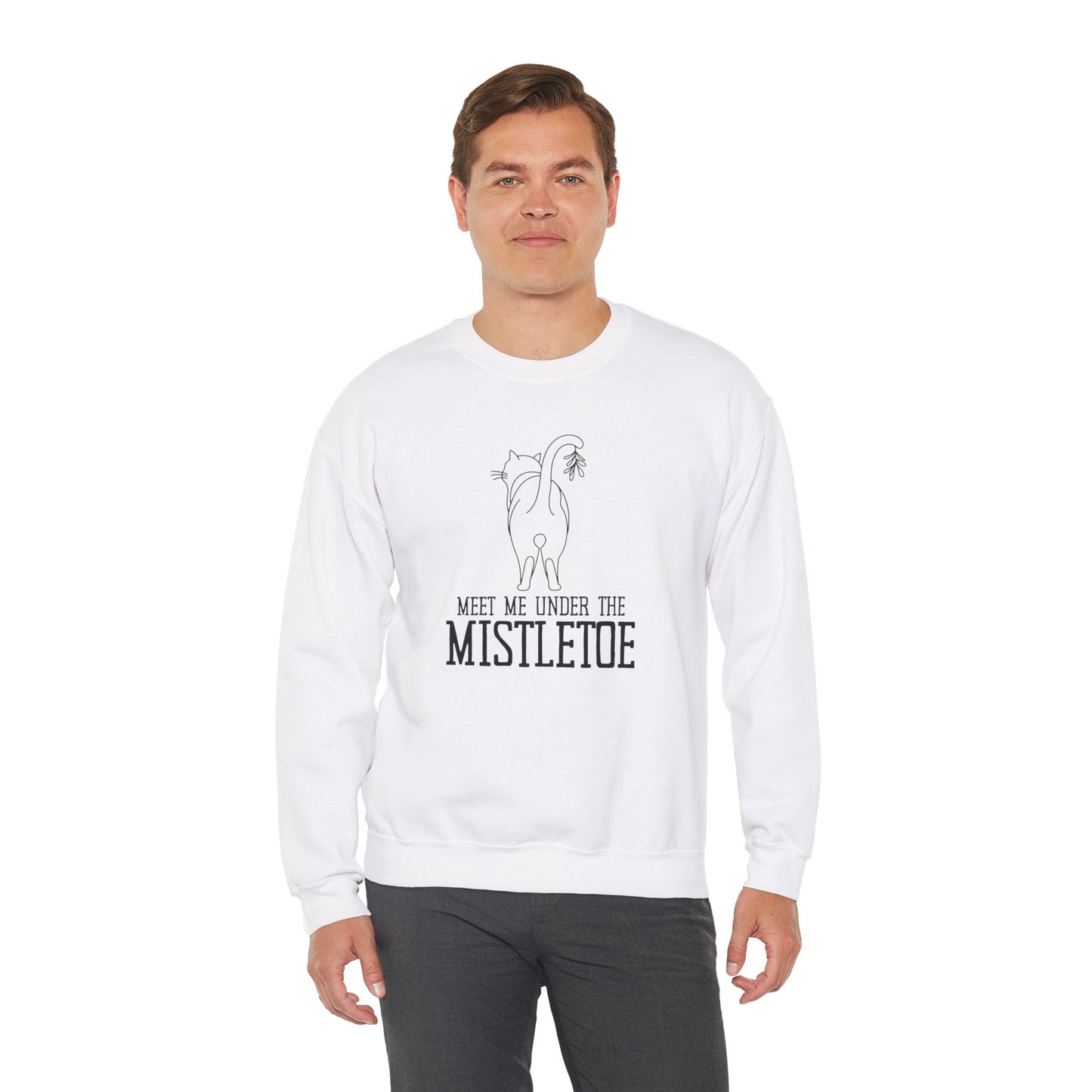 Under the Mistletoe Cat Humor Crewneck Sweatshirt