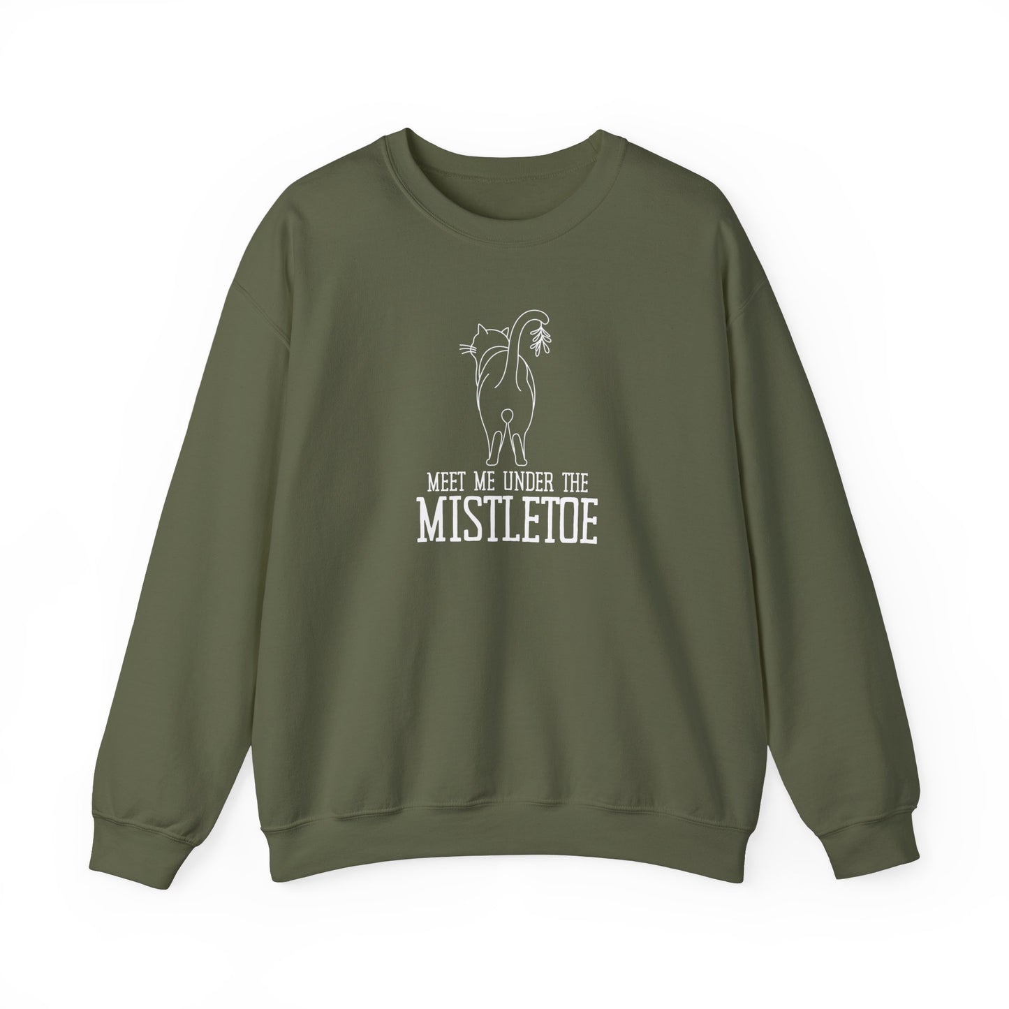 Under the Mistletoe Cat Humor Crewneck Sweatshirt