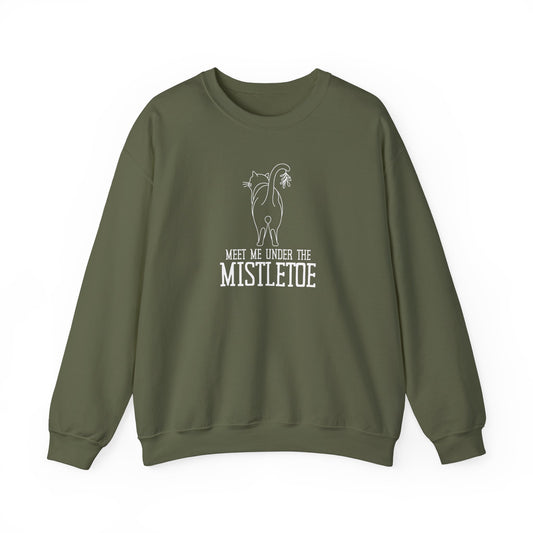 Under the Mistletoe Cat Humor Crewneck Sweatshirt