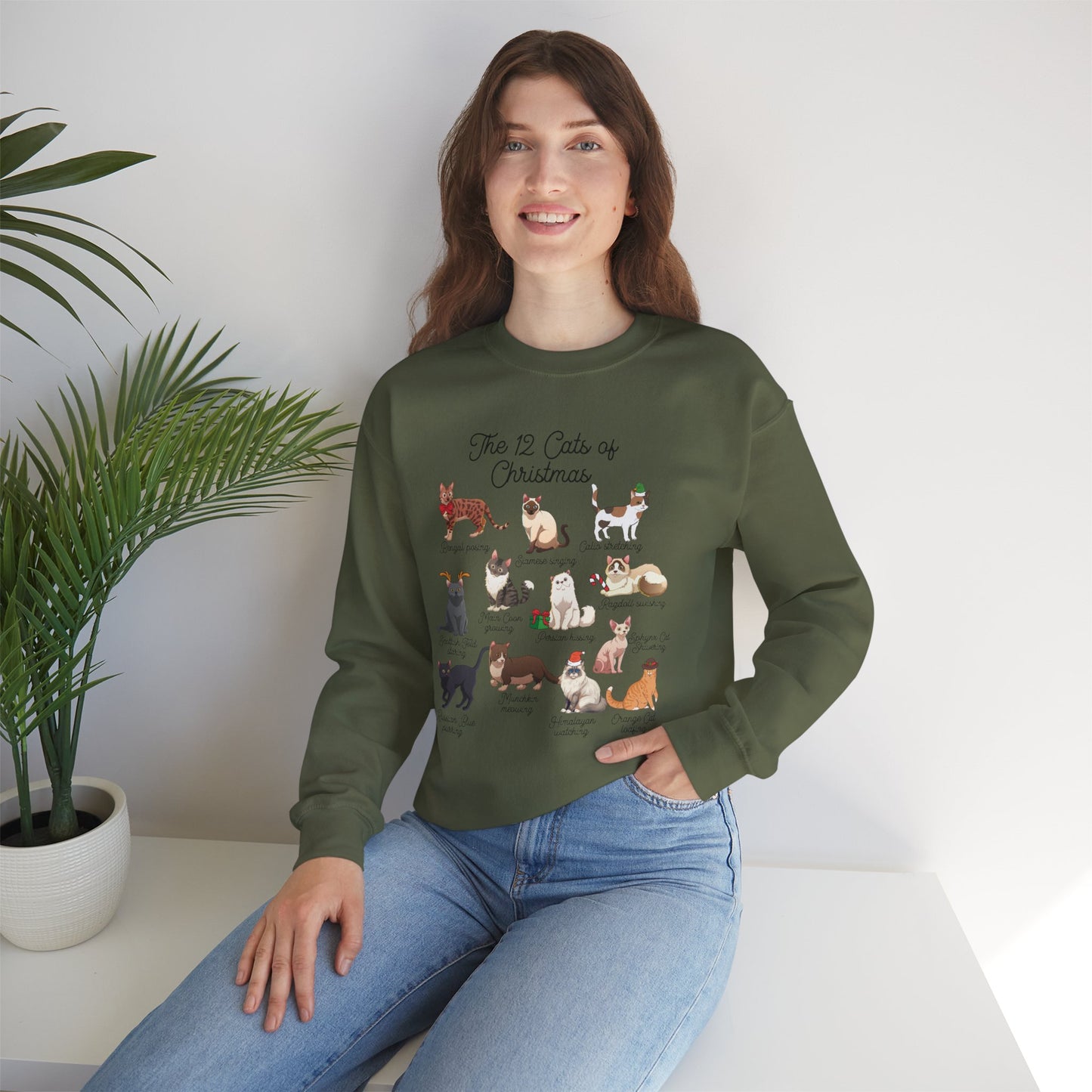 12 Cats of Christmas Holiday Crewneck Sweatshirt