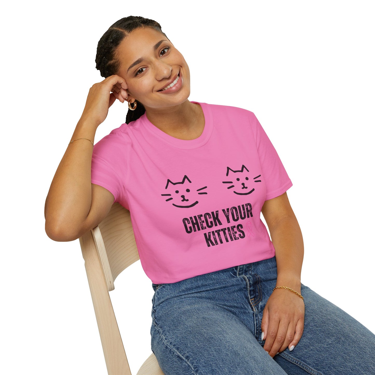 Check Your Kitties Breast Cancer Awareness T-Shirt.