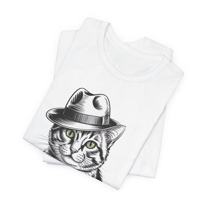 Cool Cat in Fedora Graphic T-Shirt – Funny Cat Lover Tee | Unisex Soft Cotton Tee