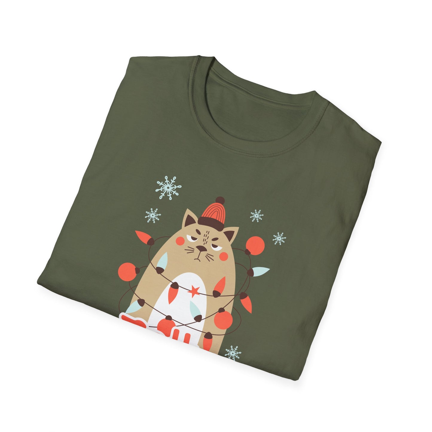 Jolly & Twisted Christmas Cat T-Shirt – Funny Holiday Cat Lover Graphic Tee