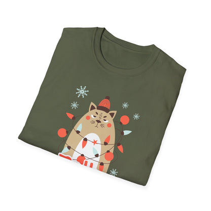 Jolly & Twisted Christmas Cat T-Shirt – Funny Holiday Cat Lover Graphic Tee
