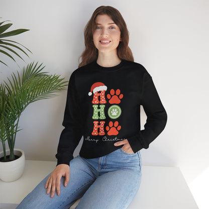 HO HO Paws Christmas Crewneck Sweatshirt | Retro Holiday Pet Lover Sweatshirt