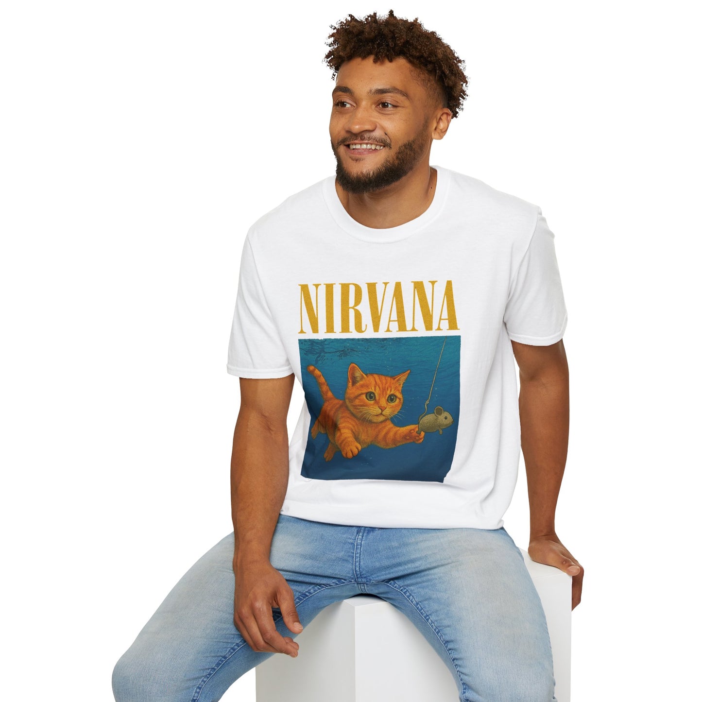 Nirvana Cat Parody T-Shirt – Funny Graphic Band Tee for Cat Lovers