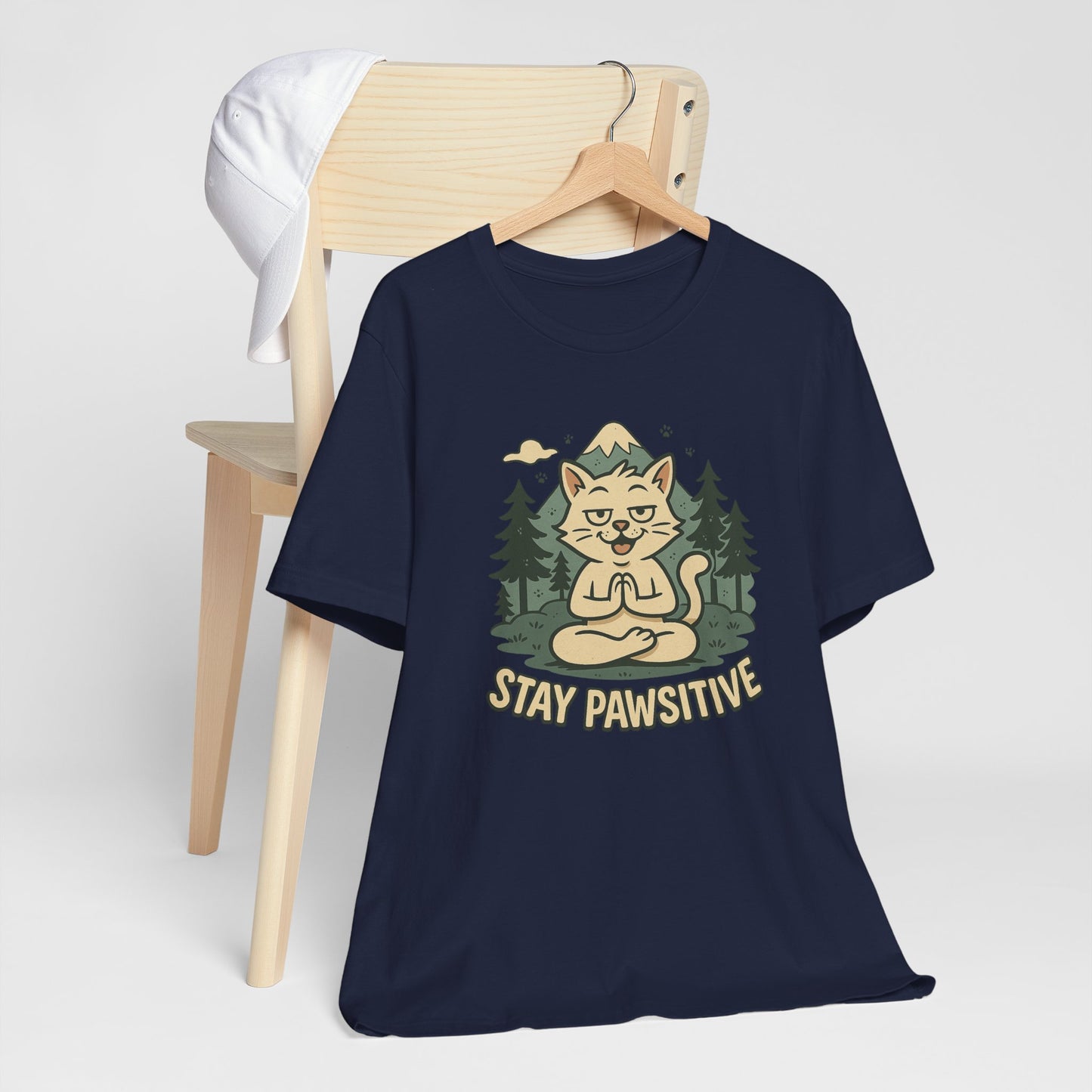 Stay Pawsitive Cat Yoga Meditation T-Shirt