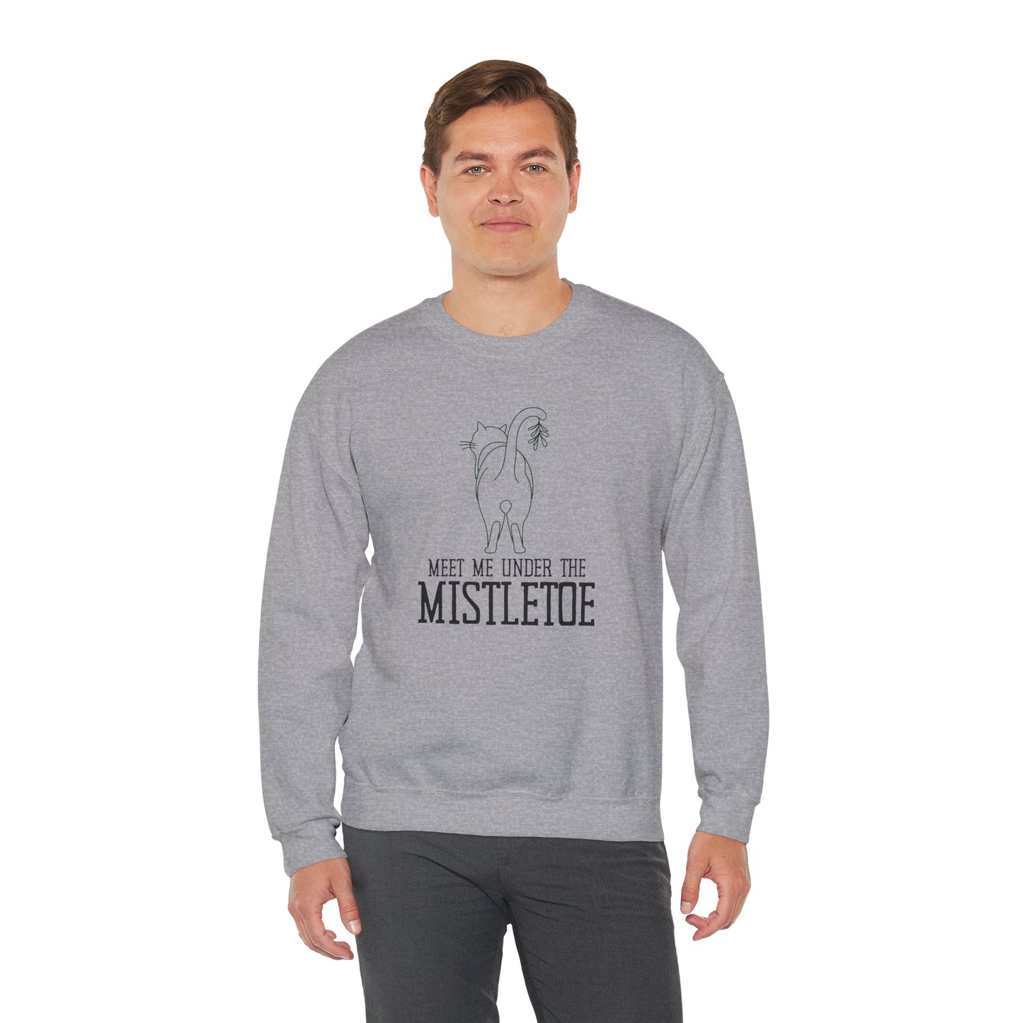 Under the Mistletoe Cat Humor Crewneck Sweatshirt