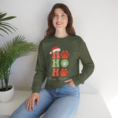 HO HO Paws Christmas Crewneck Sweatshirt | Retro Holiday Pet Lover Sweatshirt