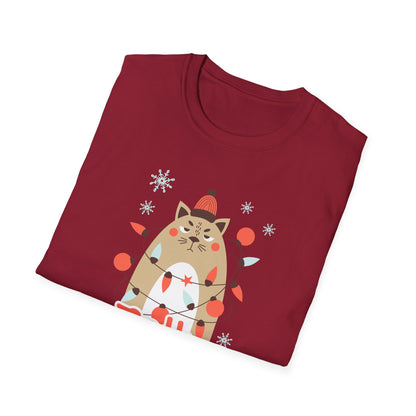 Jolly & Twisted Christmas Cat T-Shirt – Funny Holiday Cat Lover Graphic Tee