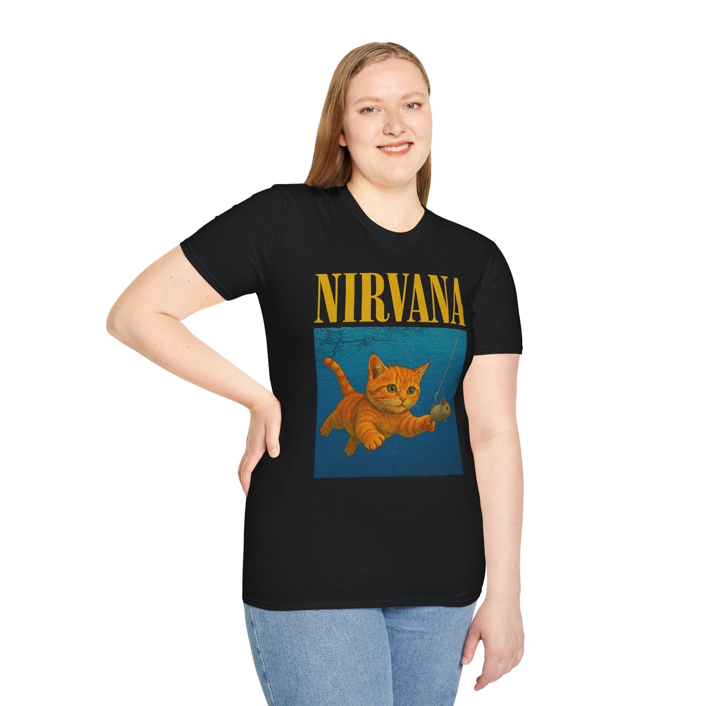 Nirvana Cat Parody T-Shirt – Funny Graphic Band Tee for Cat Lovers