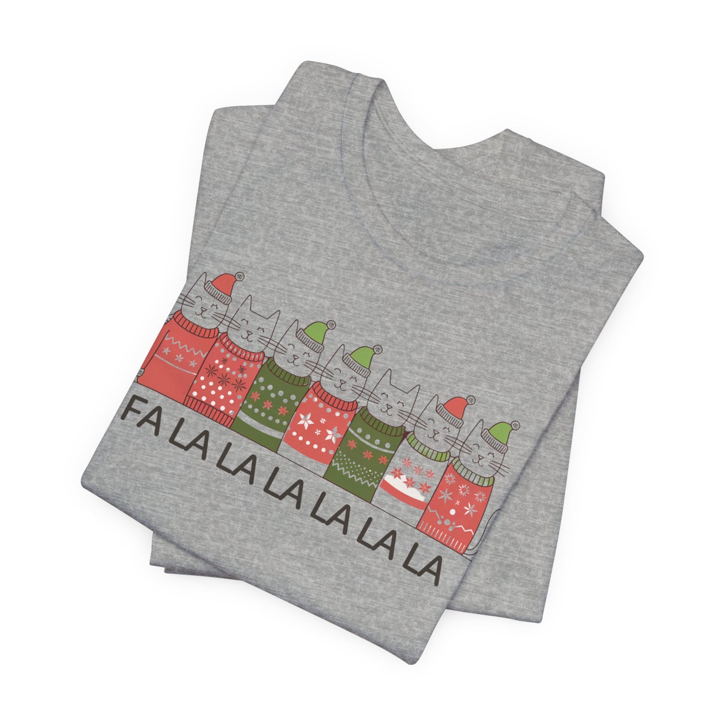 Fa la la la la Christmas cat tee