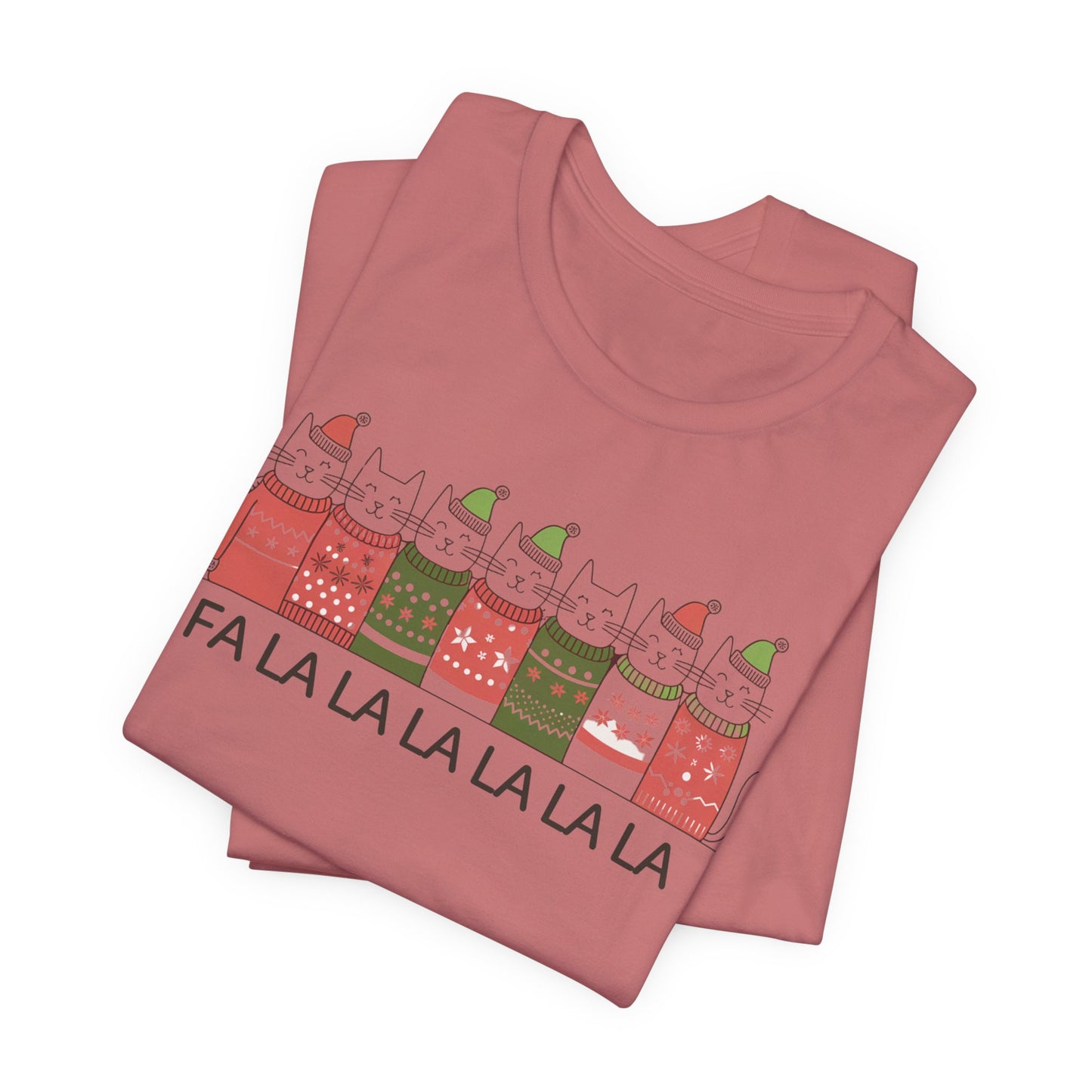 Fa la la la la Christmas cat tee