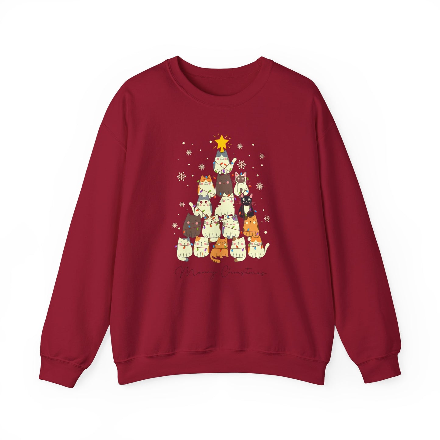 Cat Christmas Tree Holiday Crewneck Sweatshirt