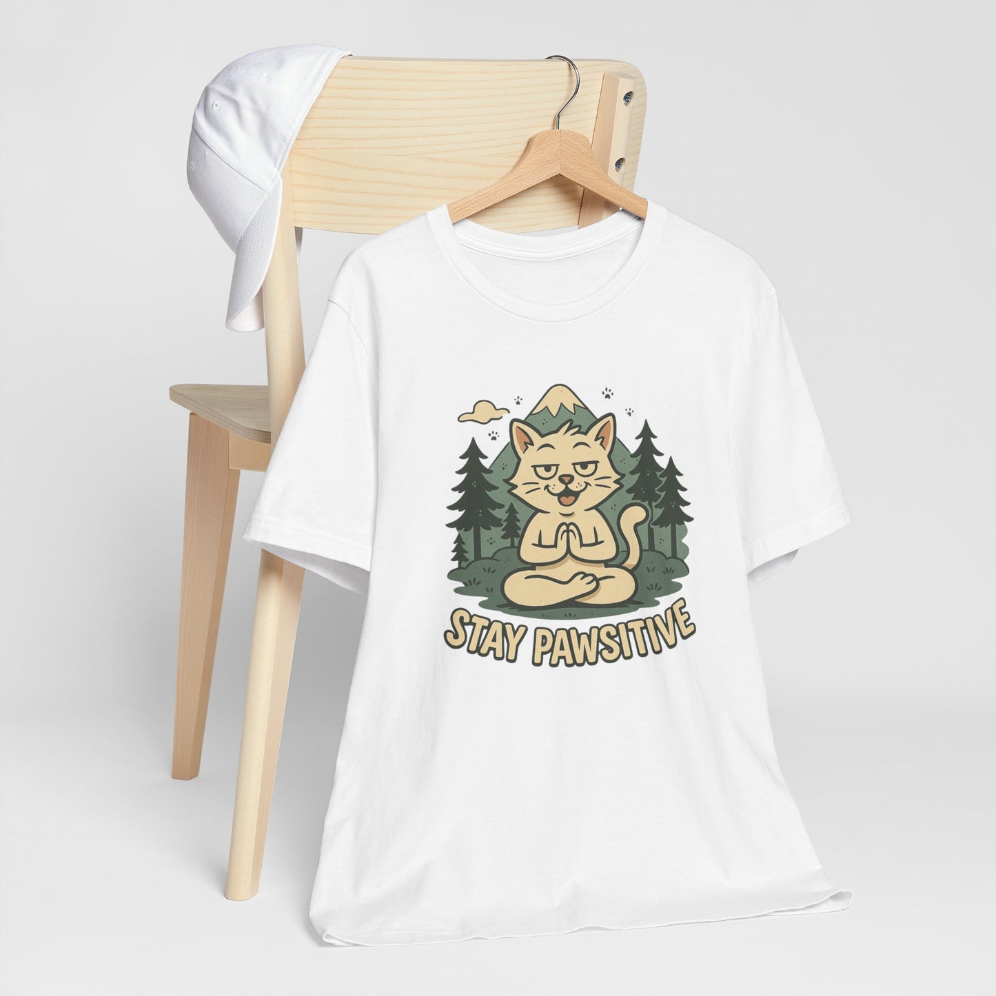 Stay Pawsitive Cat Yoga Meditation T-Shirt