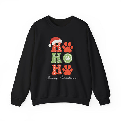 HO HO Paws Christmas Crewneck Sweatshirt | Retro Holiday Pet Lover Sweatshirt