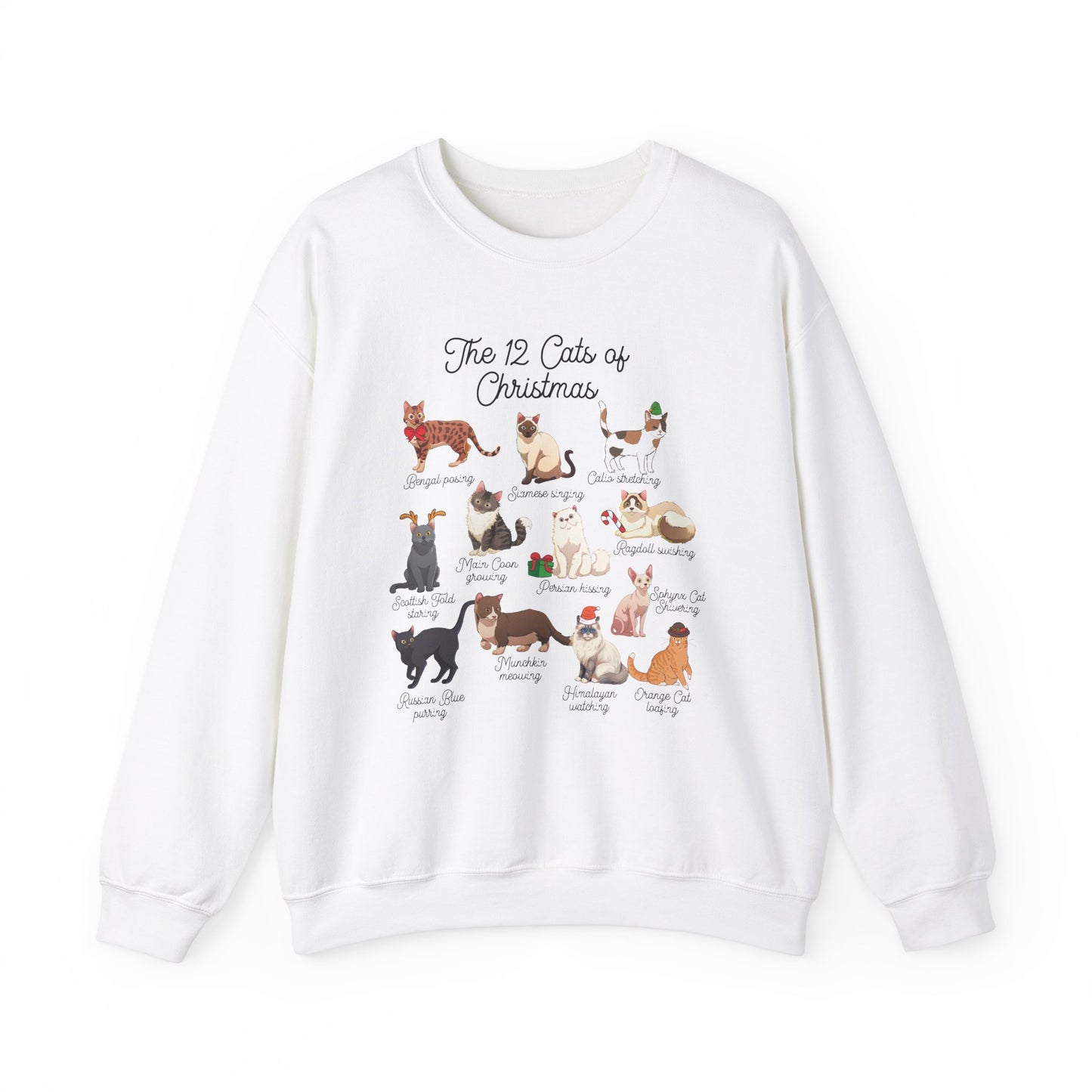 12 Cats of Christmas Holiday Crewneck Sweatshirt