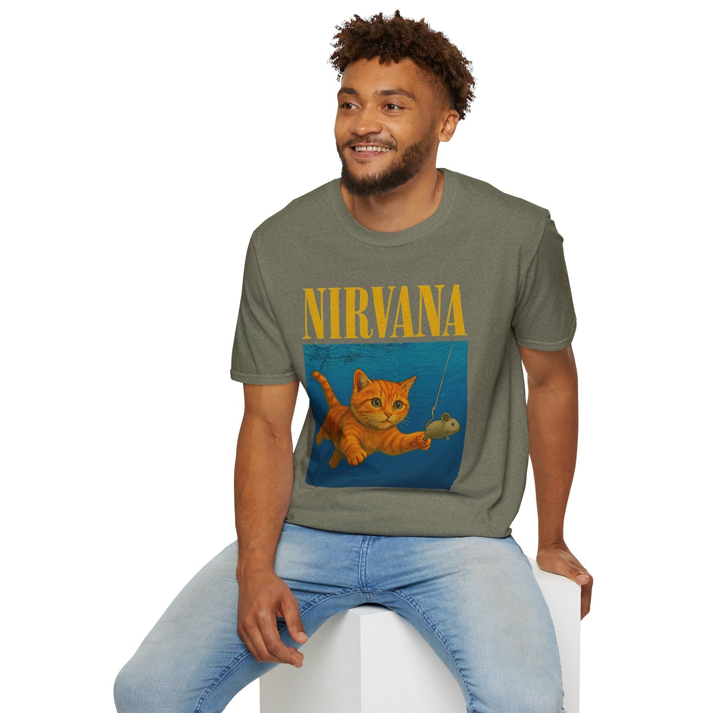 Nirvana Cat Parody T-Shirt – Funny Graphic Band Tee for Cat Lovers