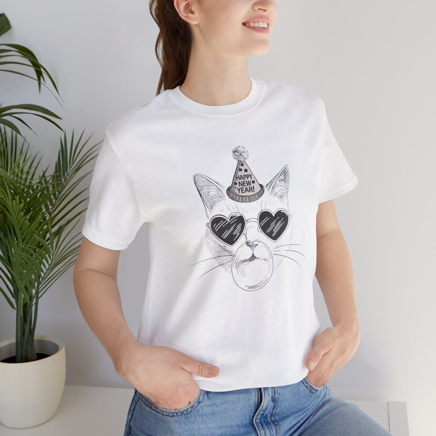 2025 HAPPY NEW YEAR CAT BUBBLEGUM TEE