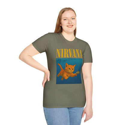 Nirvana Cat Parody T-Shirt – Funny Graphic Band Tee for Cat Lovers
