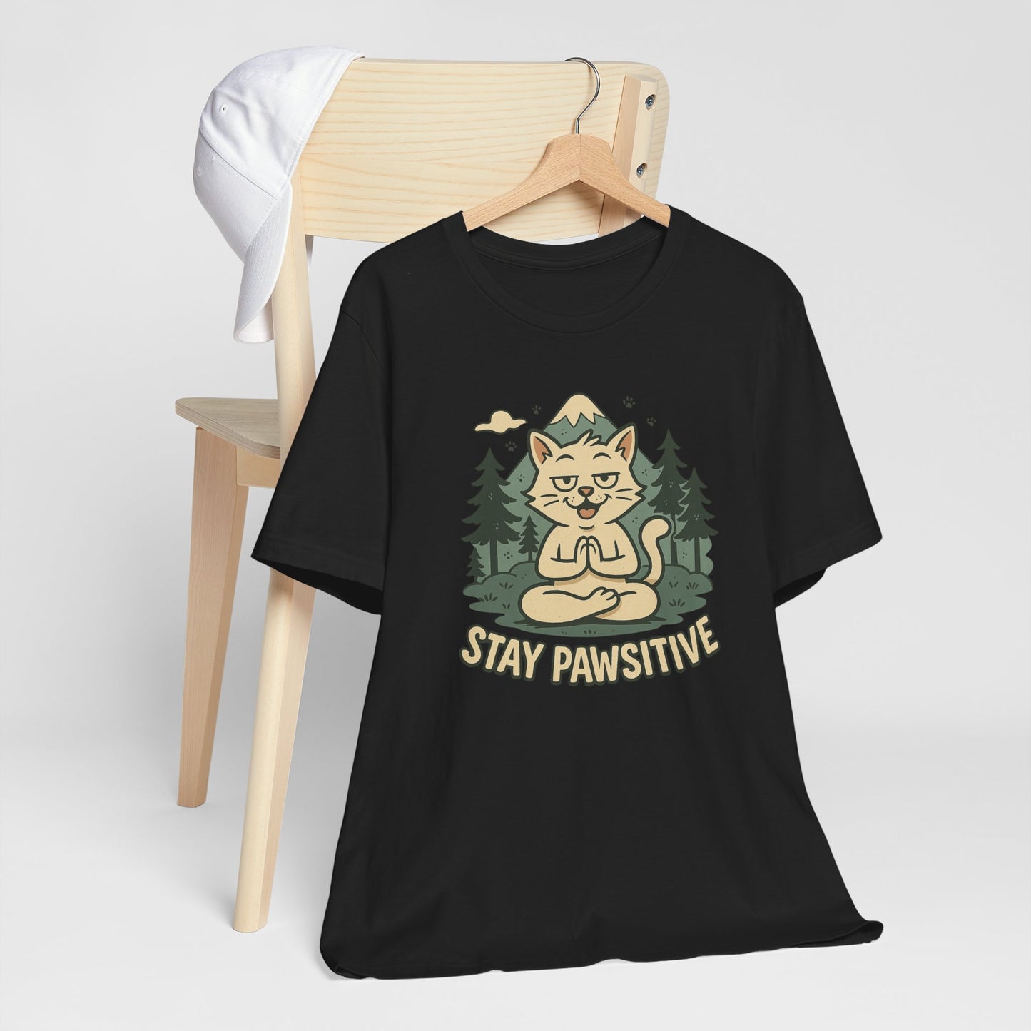 Stay Pawsitive Cat Yoga Meditation T-Shirt