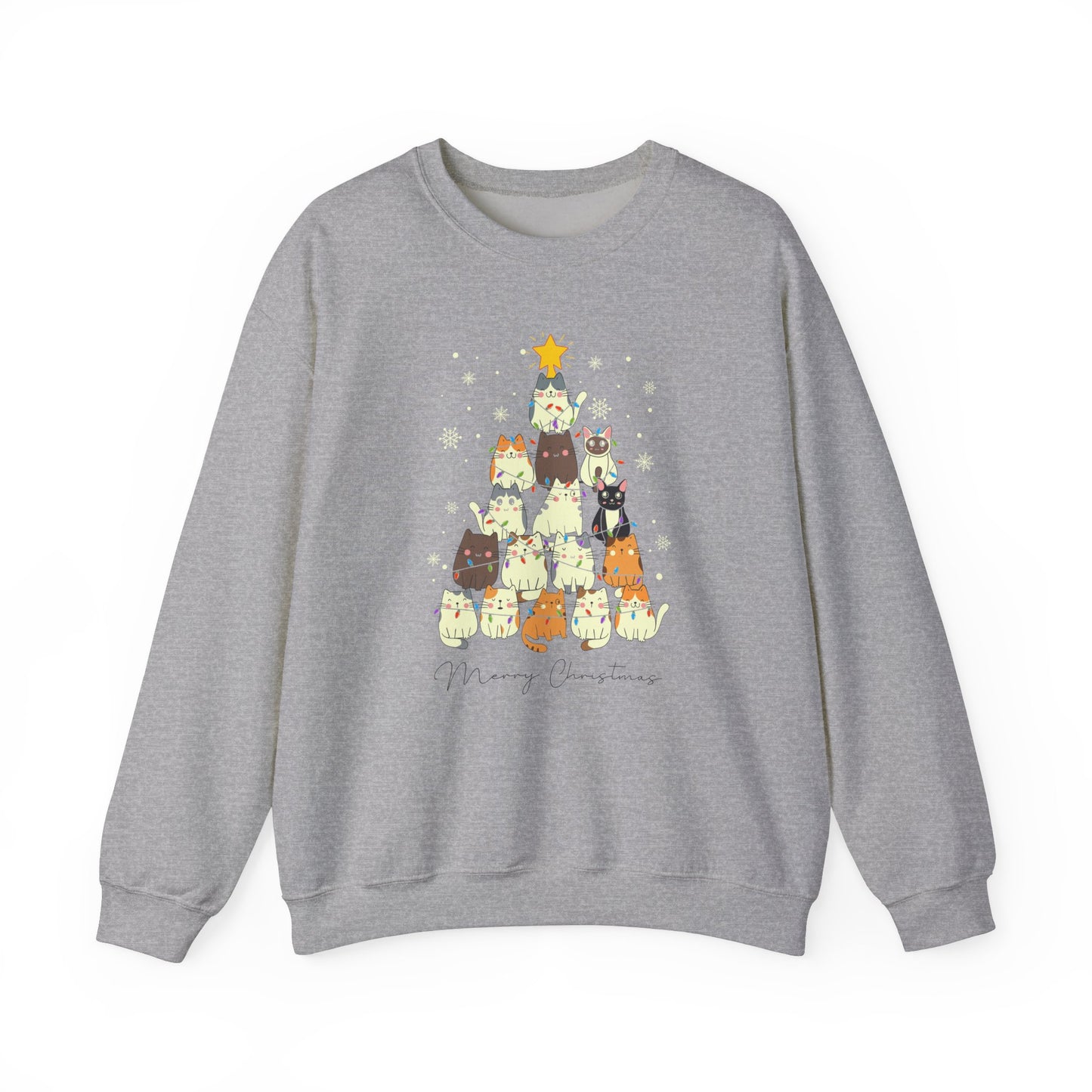 Cat Christmas Tree Holiday Crewneck Sweatshirt