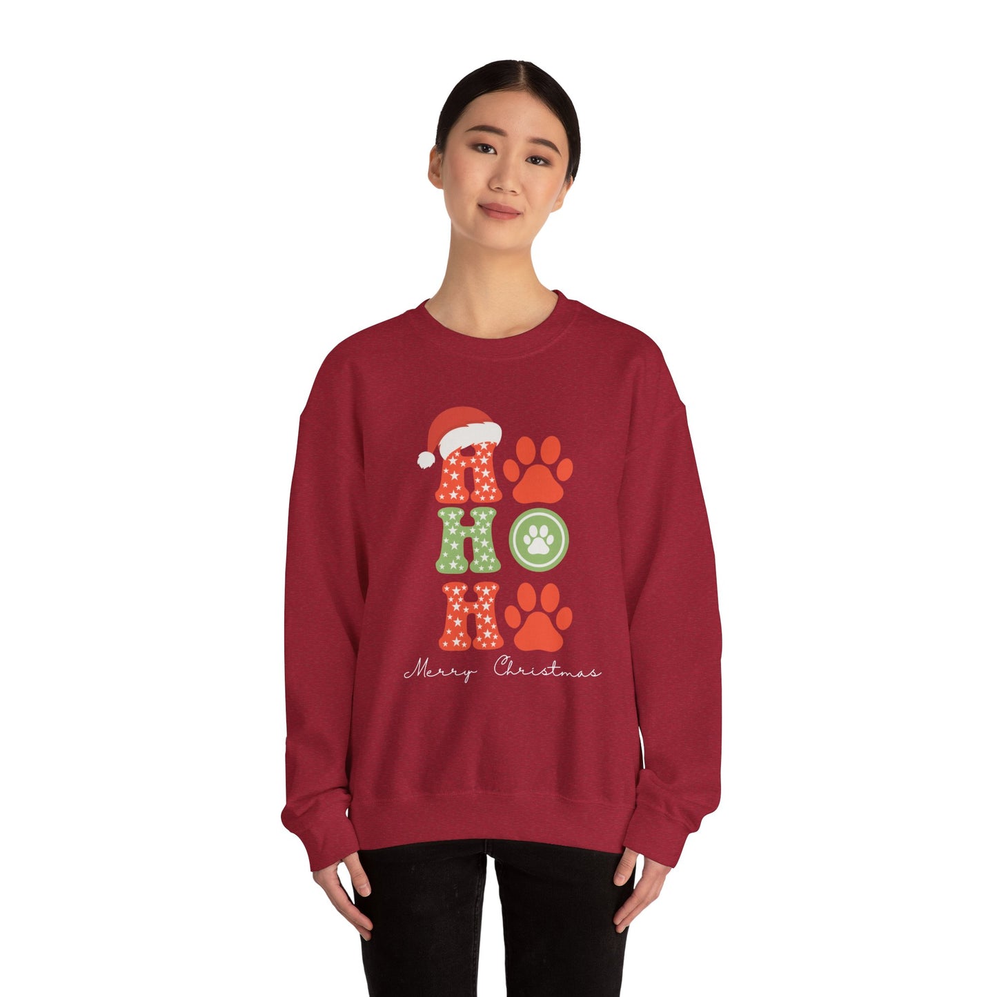 HO HO Paws Christmas Crewneck Sweatshirt | Retro Holiday Pet Lover Sweatshirt