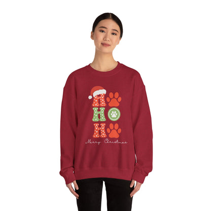 HO HO Paws Christmas Crewneck Sweatshirt | Retro Holiday Pet Lover Sweatshirt