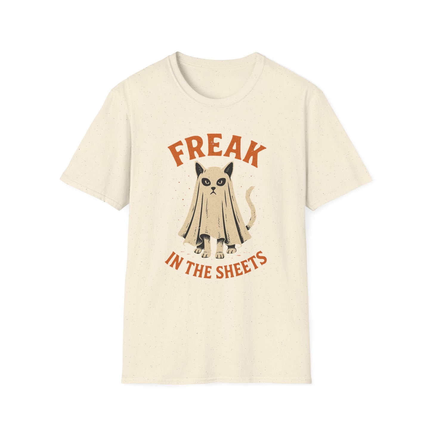 Freak in the Sheets Cat Halloween T-Shirt – Funny Ghost Cat Graphic Tee