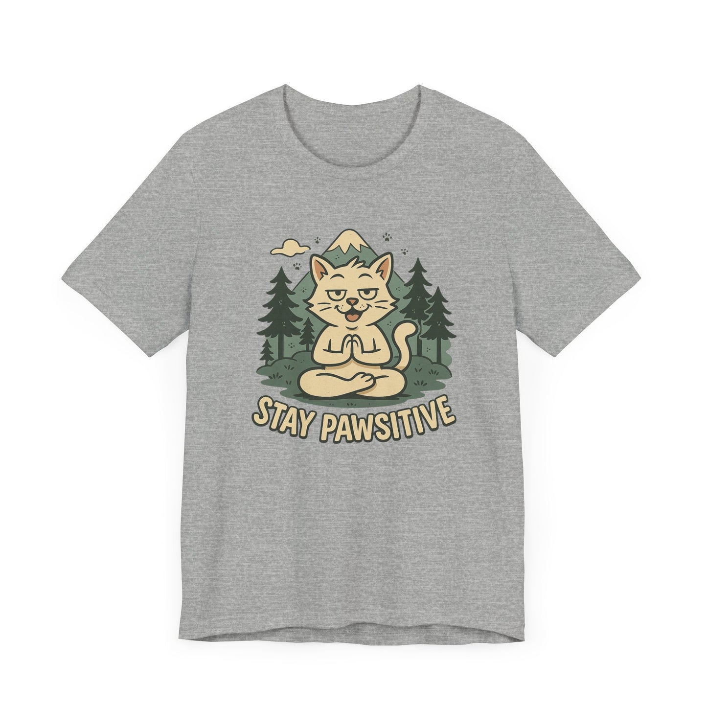 Stay Pawsitive Cat Yoga Meditation T-Shirt
